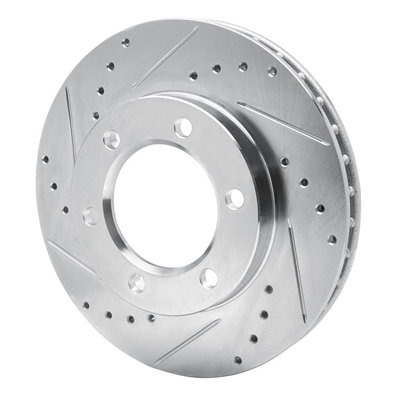 R1 Concepts R1 71-91 Chevrolet V10 & V1500 Suburban Front Left Drilled & Slotted Silver Brake Rotor