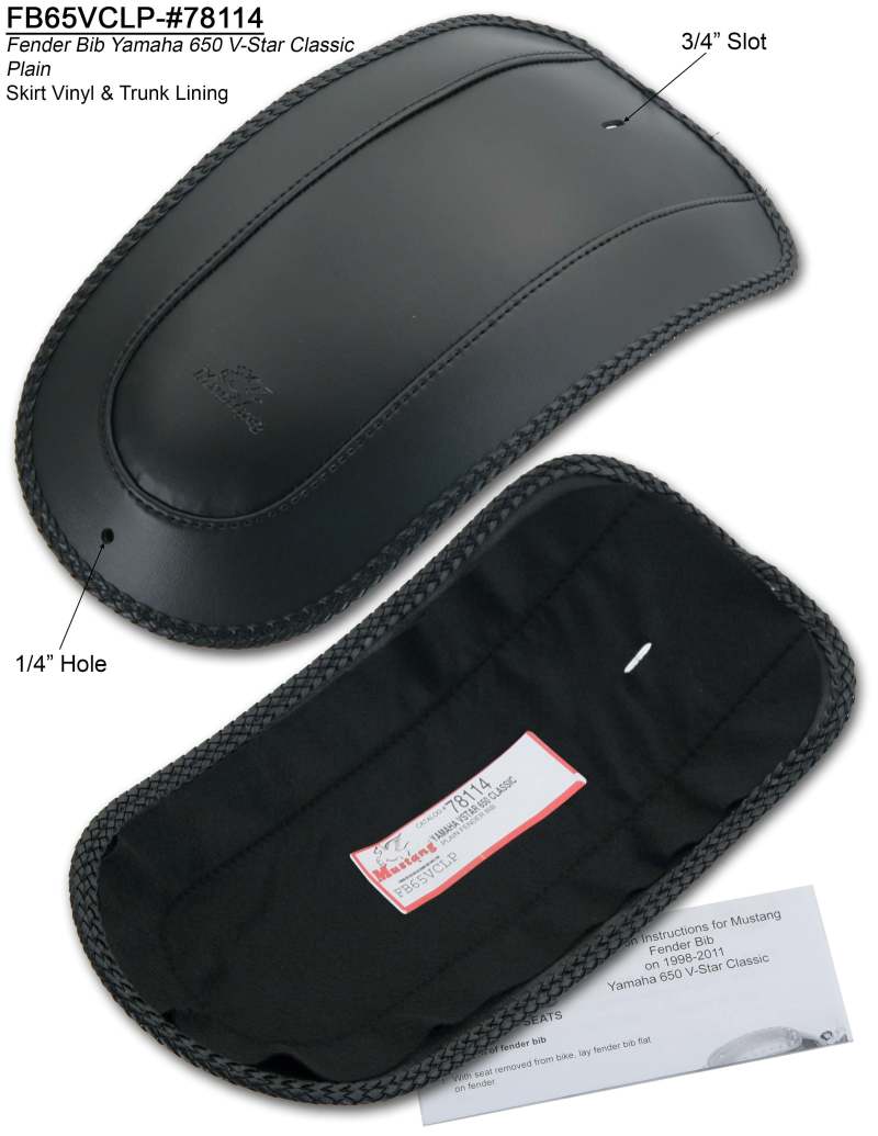 Mustang Motorcycle Mustang 98-11 Yamaha V-Star Classic Fender Bib - Black