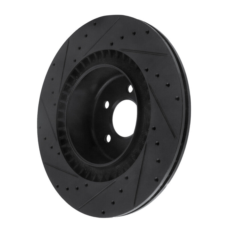 R1 Concepts R1 10-14 BMW X6 Rear Right Drilled & Slotted Black Brake Rotor