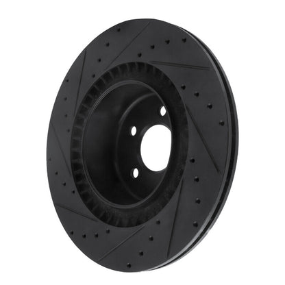 R1 Concepts R1 10-14 BMW X6 Rear Right Drilled & Slotted Black Brake Rotor