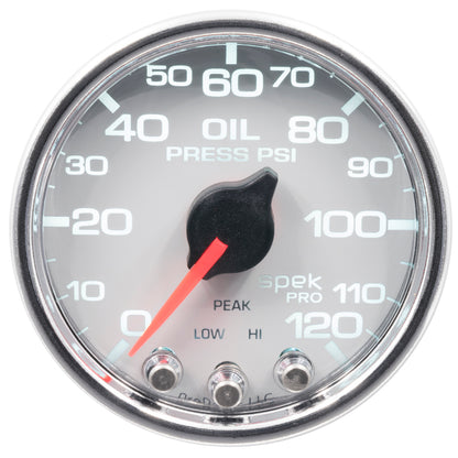 Autometer Spek-Pro 2-1/16in 0-120 PSI Digital Stepper Motor w/Peak & Warn Oil Pressure Gauge