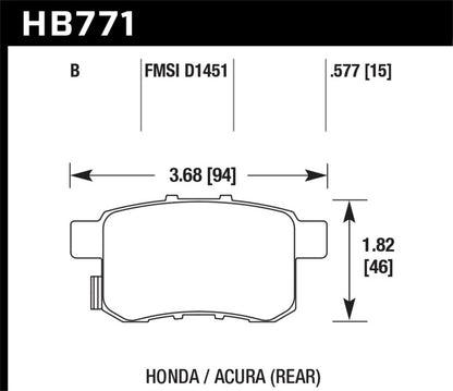 Hawk Performance Hawk 08-16 Honda Accord High Performance Street 5.0 Rear Brake Pads