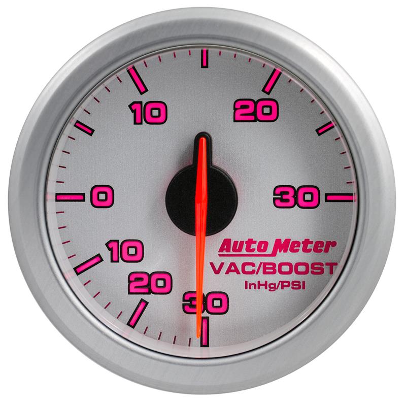 Autometer Airdrive 2-1/6in Boost/Vac Gauge 30in HG/30 PSI - Silver