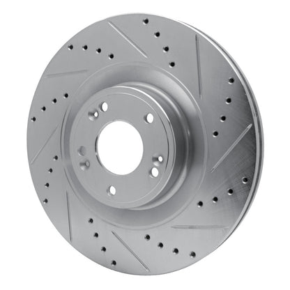 R1 Concepts R1 11-17 Genesis G80 Front Right Drilled & Slotted Silver Brake Rotor