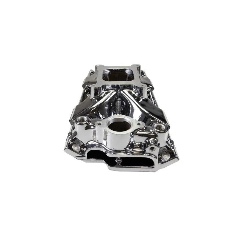 Edelbrock Chevy SB Victor Jr. 23 Degree Intake Manifold - Chrome Plasma Finish