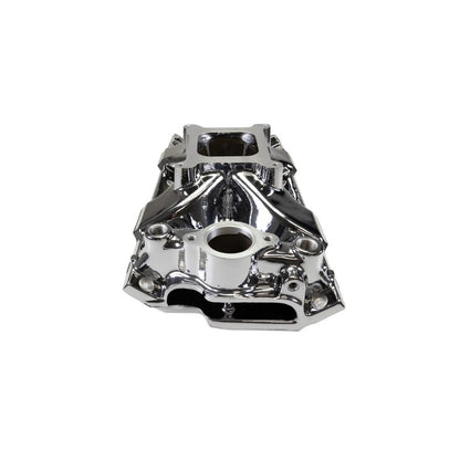 Edelbrock Chevy SB Victor Jr. 23 Degree Intake Manifold - Chrome Plasma Finish