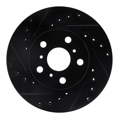 R1 Concepts R1 87-91 Toyota Camry Front Left Drilled & Slotted Black Brake Rotor
