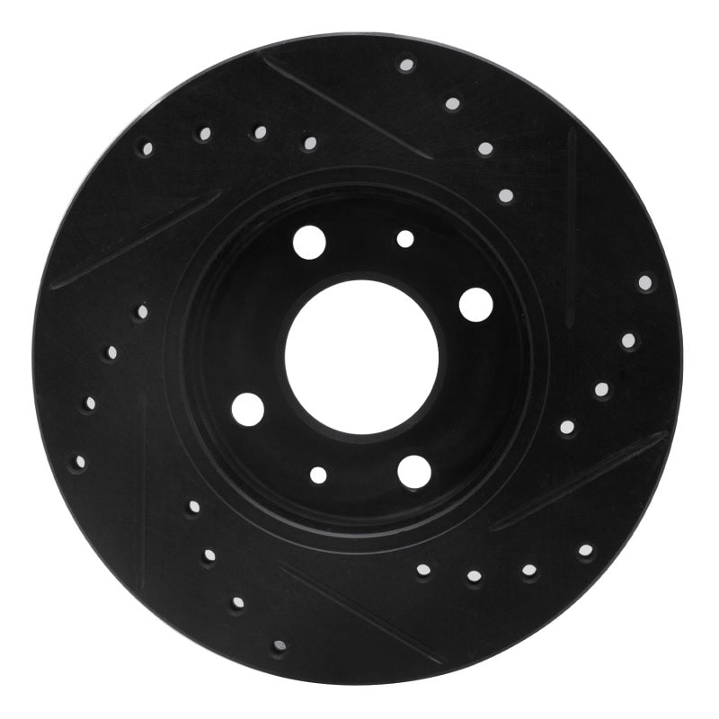 R1 Concepts R1 88-06 Nissan NX Front Left Drilled & Slotted Black Brake Rotor
