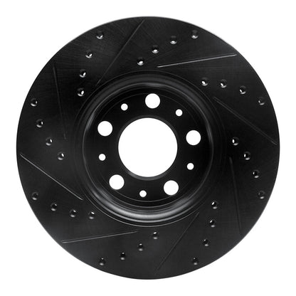 R1 Concepts R1 99-09 Volvo S60 Front Right Drilled & Slotted Black Brake Rotor