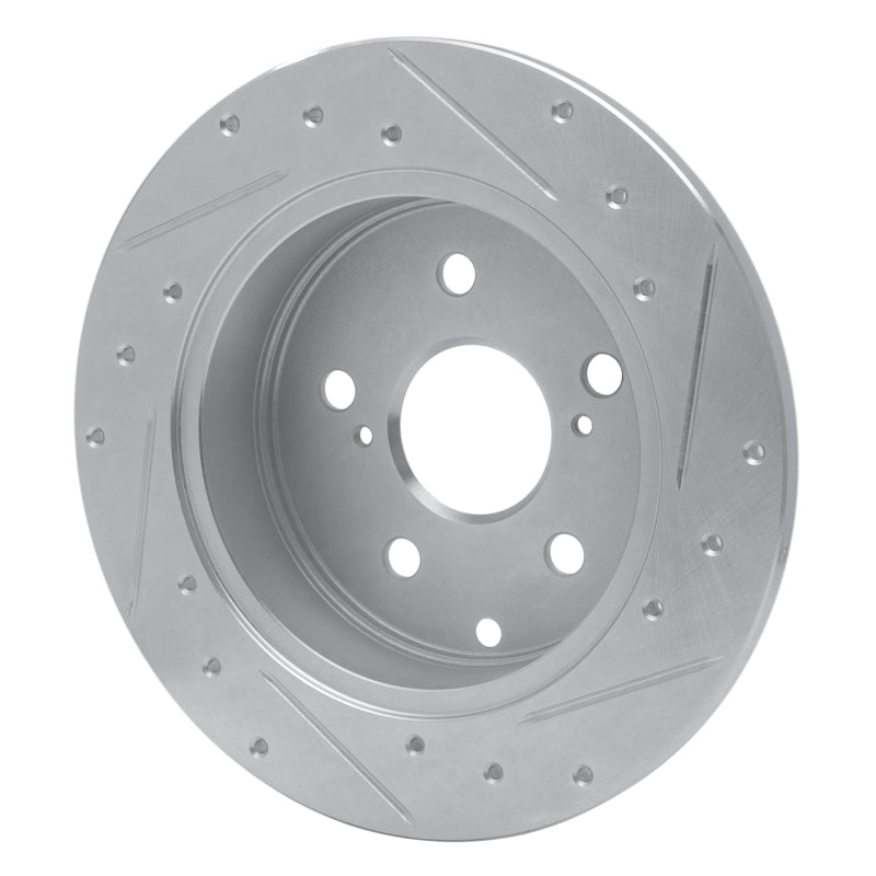 R1 Concepts R1 06-18 Lexus HS250H Rear Left Drilled & Slotted Silver Brake Rotor