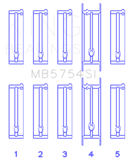 King Engine Bearings Chevrolet 121Ci/Ln2 134Ci Fl O/S 010 (Size +0.75mm) Main Bearing Set