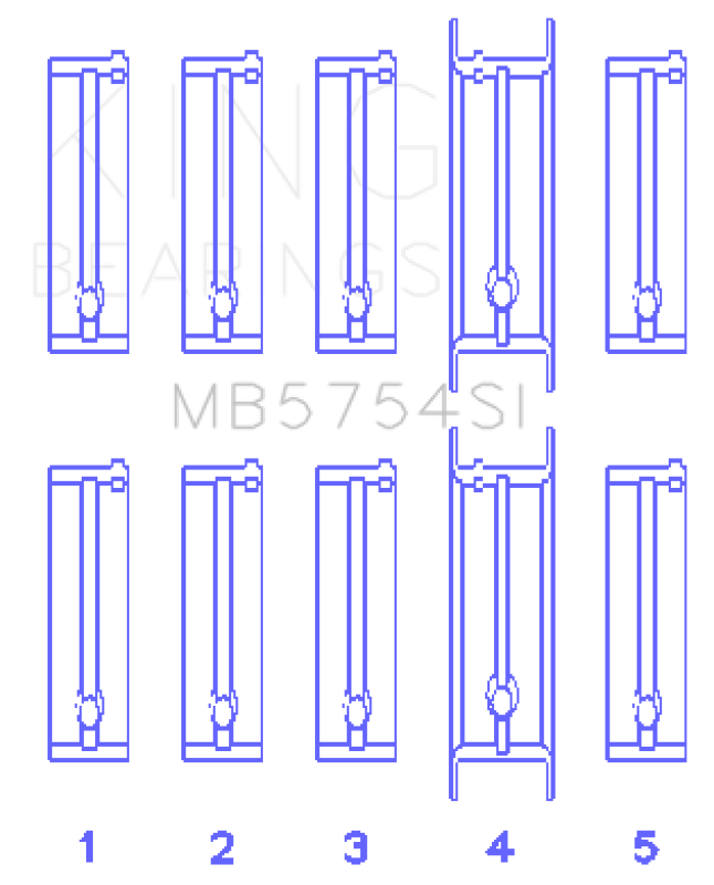 King Engine Bearings Chevrolet 121Ci/Ln2 134Ci Fl O/S 010 (Size +0.25mm) Main Bearing Set