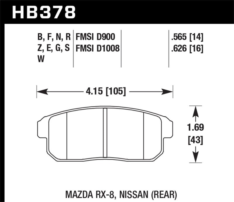 Hawk Performance Hawk 03-07 RX8 HPS Street Rear Brake Pads (D1008)