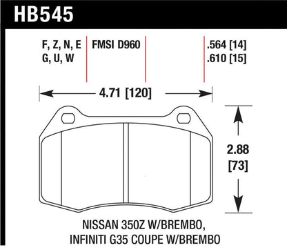 Hawk Performance Hawk 03-04 Infinit G35 / 04-09 Nissan 350z w/ Brembo DTC-60 Race Front Brake Pads