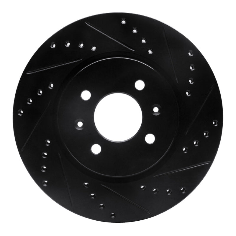 R1 Concepts R1 12-23 Hyundai Accent Front Right Drilled & Slotted Black Brake Rotor