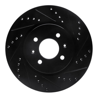 R1 Concepts R1 12-23 Hyundai Accent Front Right Drilled & Slotted Black Brake Rotor