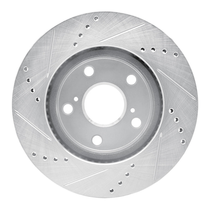 R1 Concepts R1 06-18 Lexus HS250H Front Right Drilled & Slotted Silver Brake Rotor