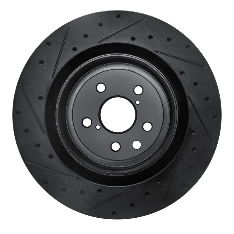 R1 Concepts R1 15-22 Lexus RC F Right Rear Drilled & Slotted Black Brake Rotor