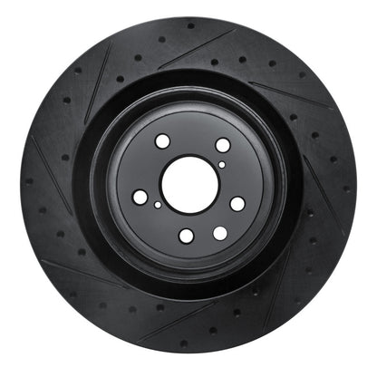R1 Concepts R1 15-22 Lexus RC F Right Rear Drilled & Slotted Black Brake Rotor