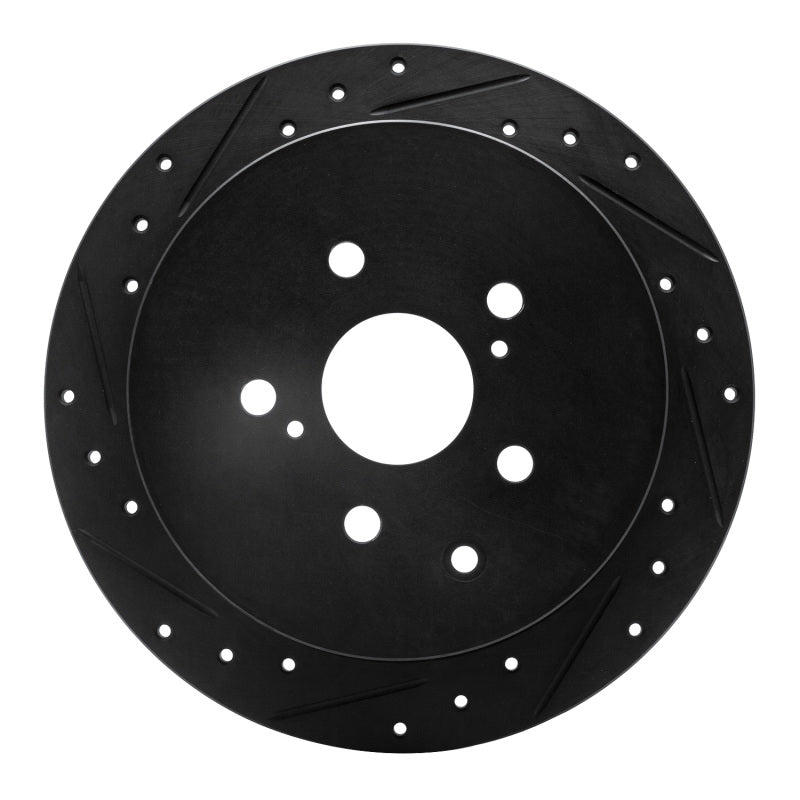 R1 Concepts R1 10-20 Lexus RX450h Rear Left Drilled & Slotted Black Brake Rotor