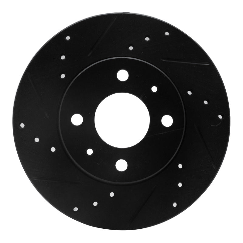 R1 Concepts R1 95-00 Nissan 200SX Front Left Drilled & Slotted Black Brake Rotor