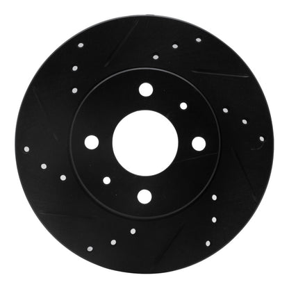 R1 Concepts R1 95-00 Nissan 200SX Front Left Drilled & Slotted Black Brake Rotor