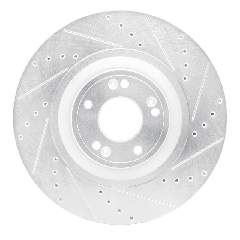 R1 Concepts R1 12-17 Genesis G80 Front Right Drilled & Slotted Silver Brake Rotor