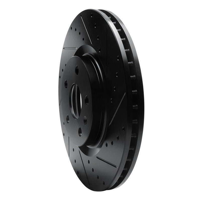 R1 Concepts R1 08-17 Cadillac CTS Front Right Drilled & Slotted Black Brake Rotor