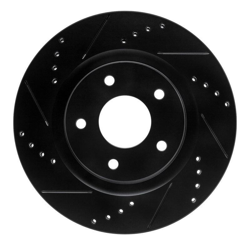 R1 Concepts R1 11-19 Nissan Sentra Front Left Drilled & Slotted Black Brake Rotor