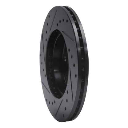 R1 Concepts R1 90-00 Honda Civic Hatchback Front Right Drilled & Slotted Black Brake Rotor