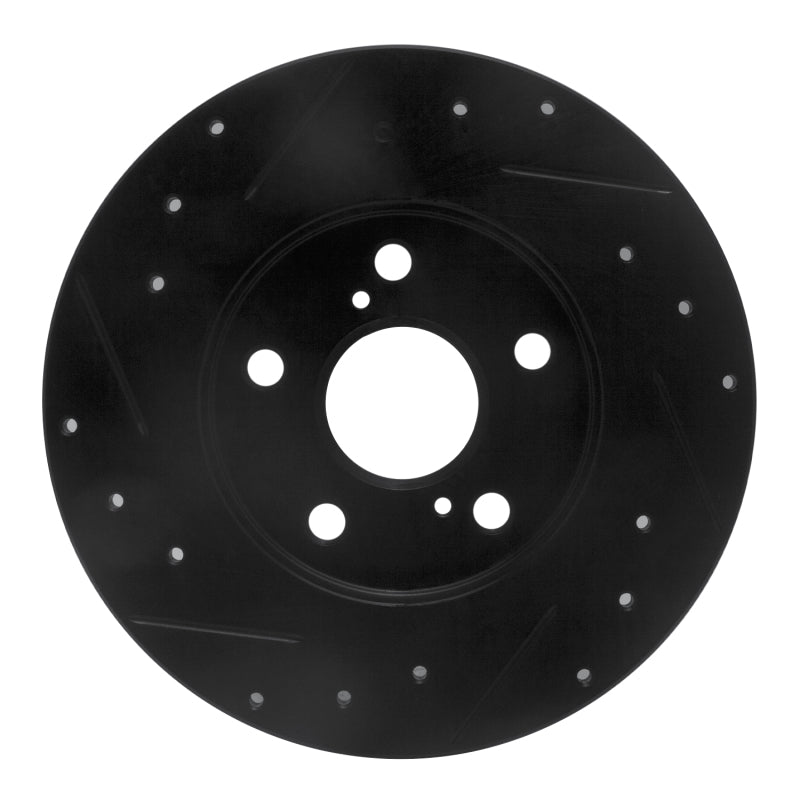 R1 Concepts R1 08-18 Pontiac Vibe Rear Right Drilled & Slotted Black Brake Rotor