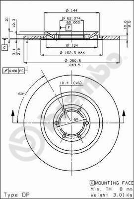 BPART F-3524-1 Disc Brake Caliper Repair Kit