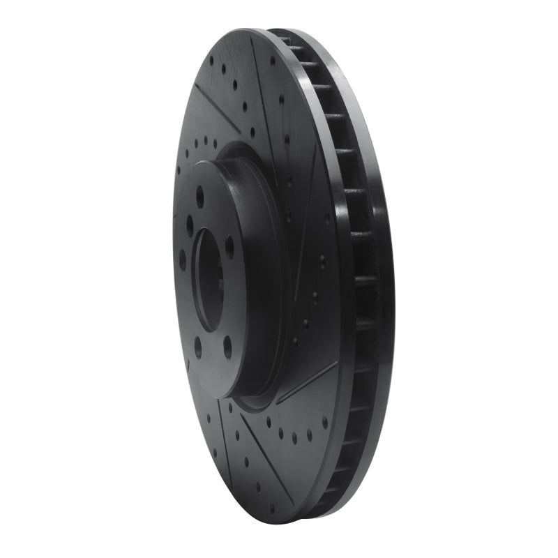 R1 Concepts R1 02-06 BMW X5 Front Right Drilled & Slotted Black Brake Rotor