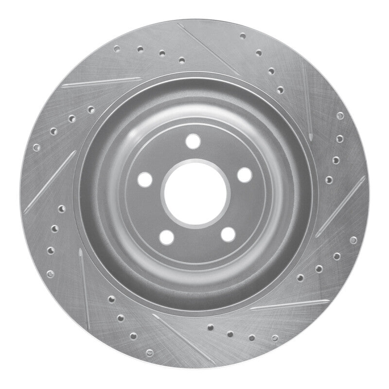 R1 Concepts R1 08-09 Jaguar XKR Right Rear Drilled & Slotted Silver Brake Rotor