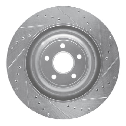 R1 Concepts R1 08-09 Jaguar XKR Right Rear Drilled & Slotted Silver Brake Rotor