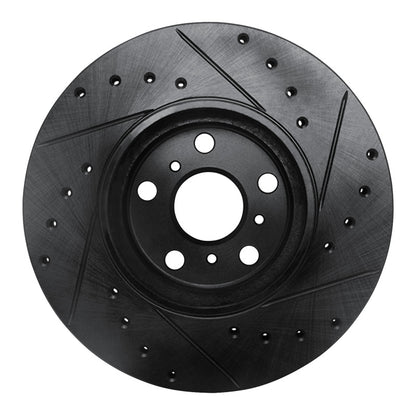 R1 Concepts R1 90-93 Toyota Celica Front Left Drilled & Slotted Black Brake Rotor