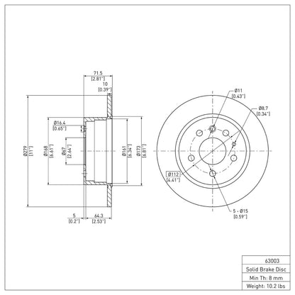 DFC 61-91 Mercedes-Benz 500SEC Rear Brake Rotor