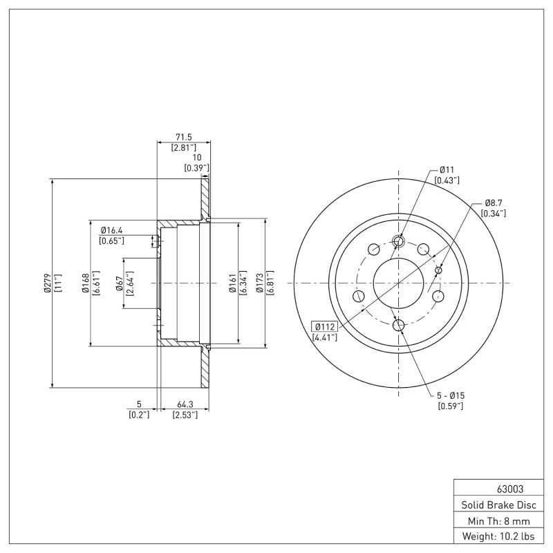 DFC 61-91 Mercedes-Benz 380SL Rear GeoSPEC Coated Rotor