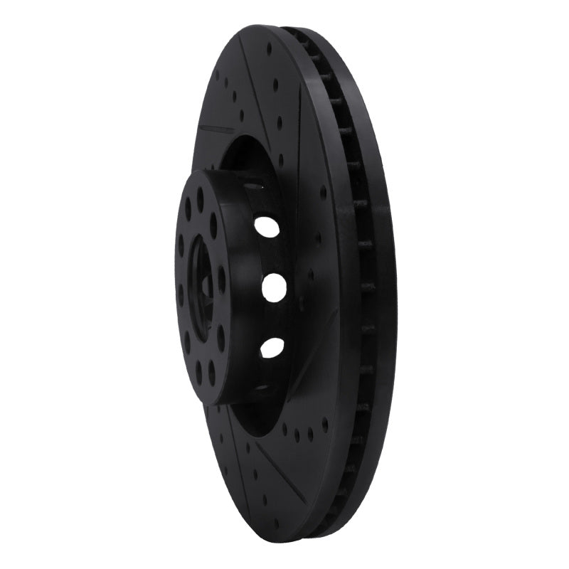 R1 Concepts R1 00-03 Audi A8 Front Right Drilled & Slotted Black Brake Rotor