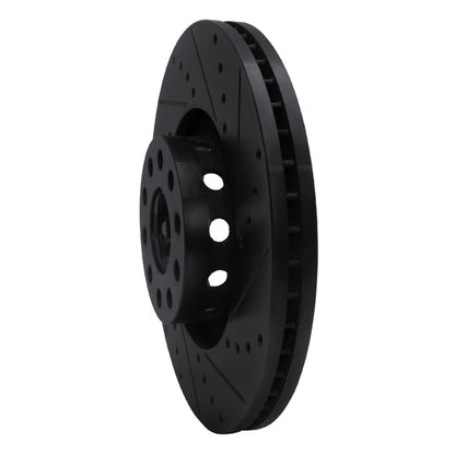 R1 Concepts R1 00-03 Audi A8 Front Right Drilled & Slotted Black Brake Rotor