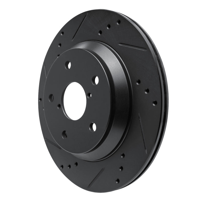 R1 Concepts R1 -25 Subaru Crosstrek Rear Left Drilled & Slotted Black Brake Rotor