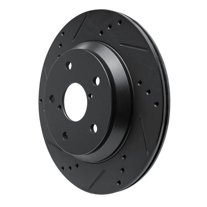 R1 Concepts R1 -25 Subaru Crosstrek Rear Left Drilled & Slotted Black Brake Rotor