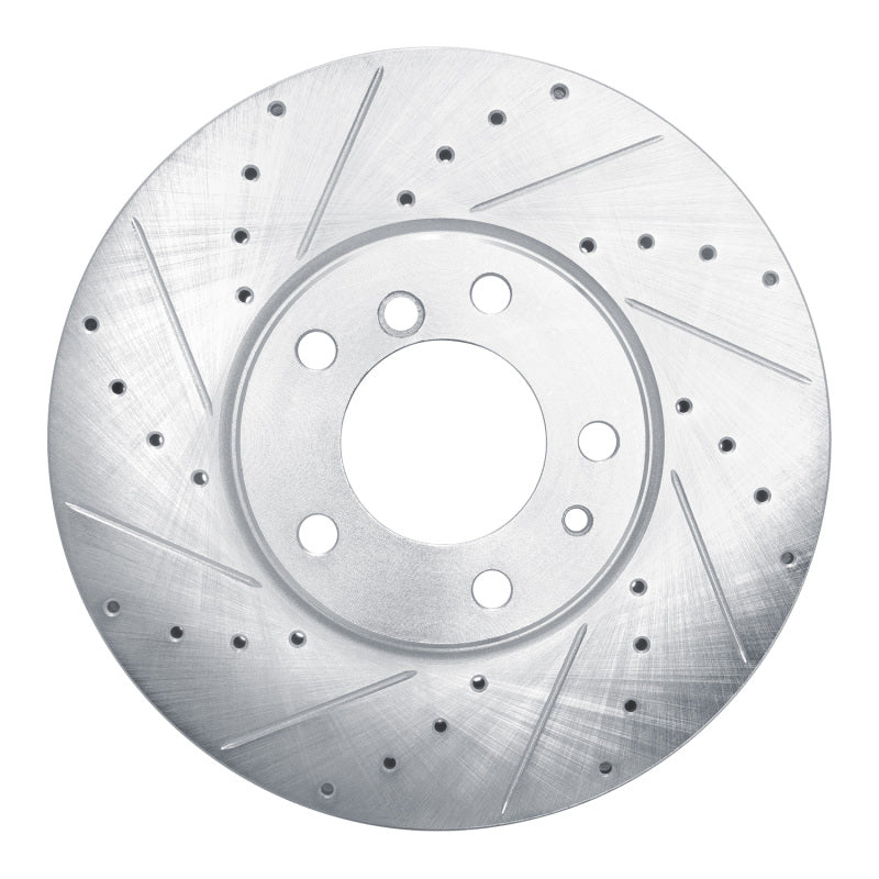 R1 Concepts R1 00-03 BMW 540I Front Left Drilled & Slotted Silver Brake Rotor