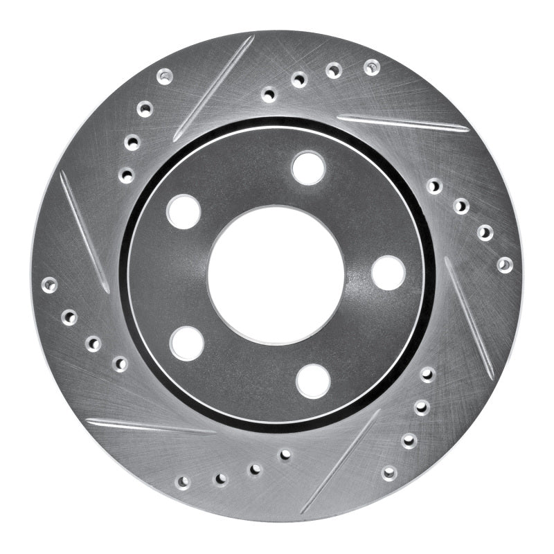 R1 Concepts R1 00-02 Audi S4 Rear Left Drilled & Slotted Silver Brake Rotor