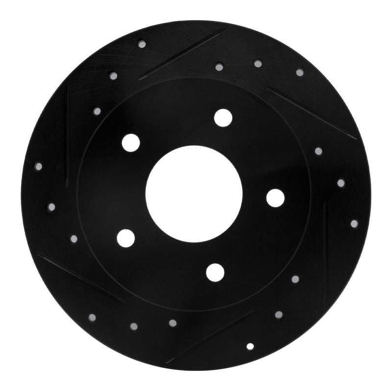 R1 Concepts R1 89-93 Nissan Maxima Rear Left Drilled & Slotted Black Brake Rotor