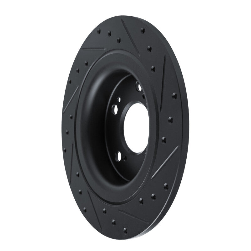 R1 Concepts R1 17-25 Acura Integra Rear Left Drilled & Slotted Black Brake Rotor