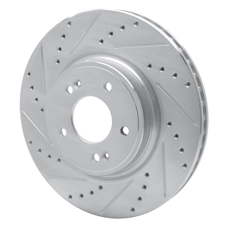 R1 Concepts R1 18-23 Genesis G70 Front Left Drilled & Slotted Silver Brake Rotor