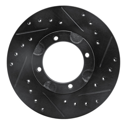 R1 Concepts R1 87-99 Hyundai Excel Front Right Drilled & Slotted Black Brake Rotor