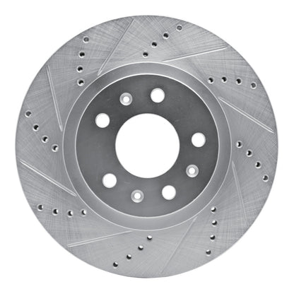 R1 Concepts R1 03-07 Cadillac CTS Front Left Drilled & Slotted Silver Brake Rotor