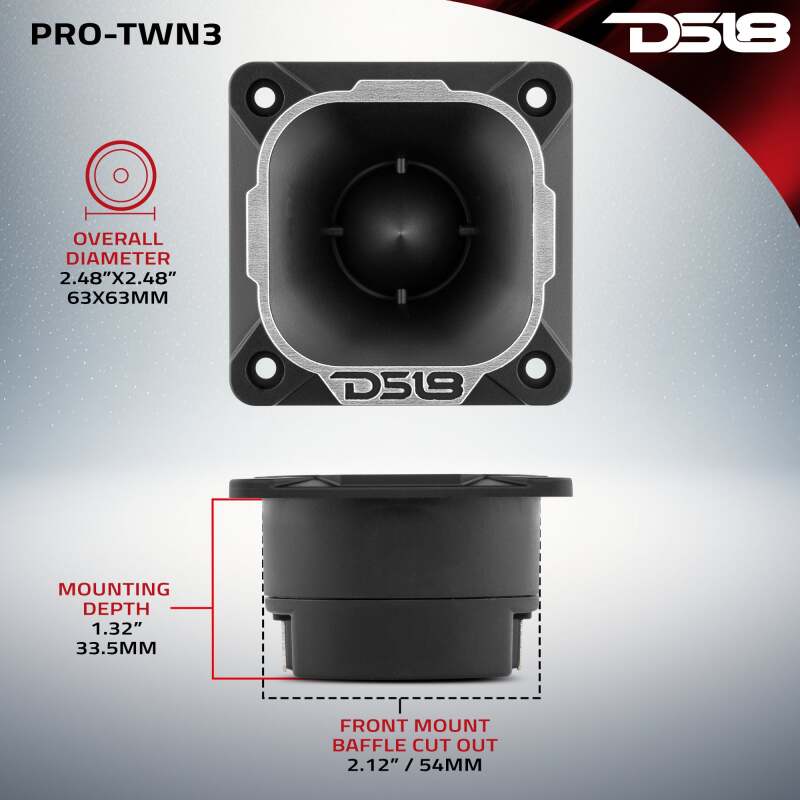 DS18 2.5in High Compression Neodymium Tweeter 125 Watts RMS 1in Pen Vc 4 ohm